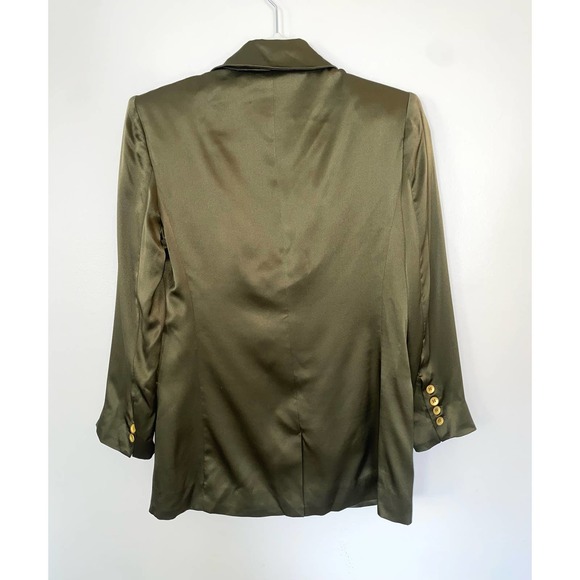 L’AGENCE green satin 3/4 sleeve collard blazer size 2 0063 - Picture 10 of 14